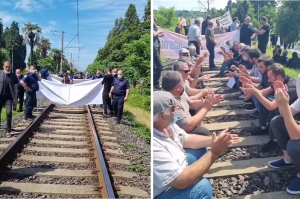 ქობულეთში პროტესტის ნიშნად რკინიგზა გადაკეტეს, პოლიციამ რამდენიმე ადამიანი დააკავა