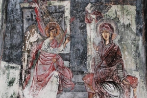 ფოტოზე: მე-14 საუკუნის ფრესკა მესტიაში, ლაღამის ეკლესიაში