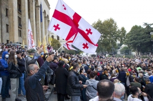 რუსთაველის გამზირზე საპროტესტო აქცია მიმდინარეობს